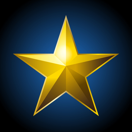 Vector illustration of golden star isolated on dark backgroundのイラスト素材