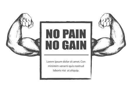 Sketch illustration of muscular human arms, fitness or bodybuilding conceptのイラスト素材