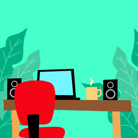 Simple flat vector graphic illustration of working tableのイラスト素材