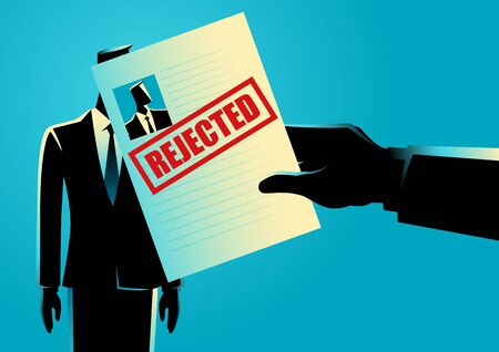 Business concept vector illustration of  hand holding a paper with rejected stampのイラスト素材