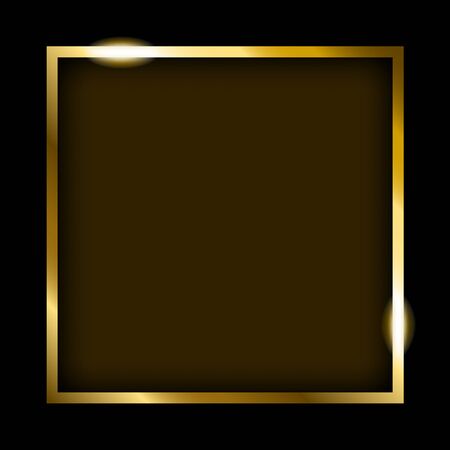 Vector illustration of golden rectangle frame isolated on black background.のイラスト素材