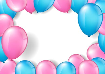 Vector illustration of pink and blue balloons, for festival, birthday and celebration conceptのイラスト素材