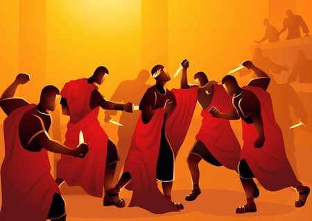 Historical vector illustration of the assassination of Julius Caesar was a conspiracy of several Roman senatorsのイラスト素材