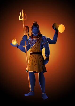 Vector illustration of Lord Shiva, Indian God of Hindu for Maha Shivaratri celebration dayのイラスト素材