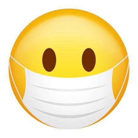 Vector illustration of emoticon wearing medical maskのイラスト素材