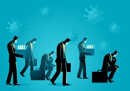 Vector illustration of people lost their job due to coronavirus Covid-19のイラスト素材