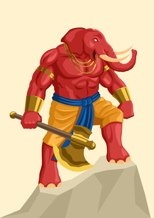 Vector fantasy art illustration of Ganesh, Indian God of Hinduのイラスト素材