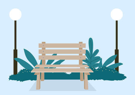 Simple flat vector illustration of a wooden bench in the parkのイラスト素材