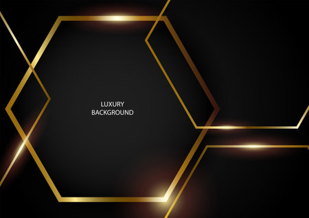 Abstract hexagonal shapes with gold frames, EPS 10 vector backgroundのイラスト素材