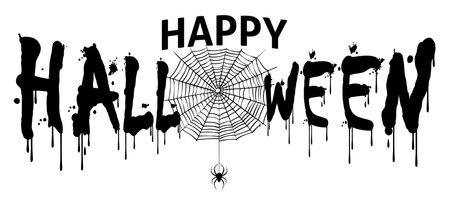 Simple flat vector illustration of Happy Halloween text for banner and titleのイラスト素材