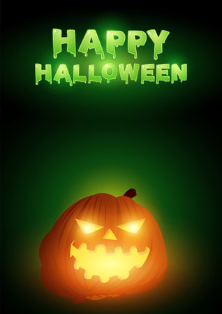 Happy Halloween text with Jack O Lantern as decoration, vector illustration EPS 10のイラスト素材