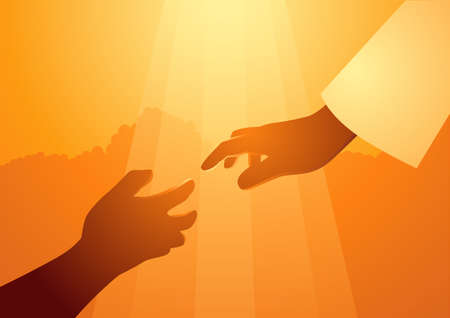 Biblical series, The Creation of the World, the sixth day, finally humans, made in the image of God were createdのイラスト素材