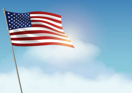 American flag on clouds background, for United States of America Independence Day or National day themeのイラスト素材