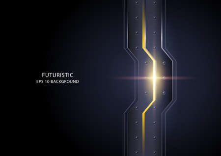 Vector illustration of bright light comes out from opening metal gate, modern futuristic backgroundのイラスト素材