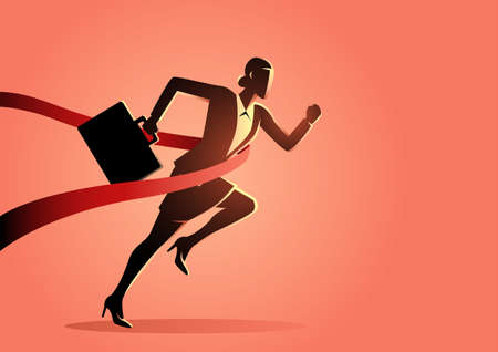 Vector illustration of businesswoman crossing finish lineのイラスト素材