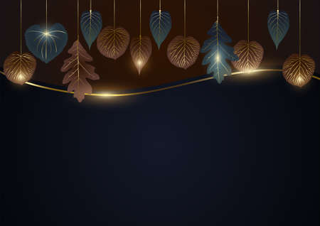 Luxurious abstract leaves with golden lines, modern luxurious vector backgroundのイラスト素材