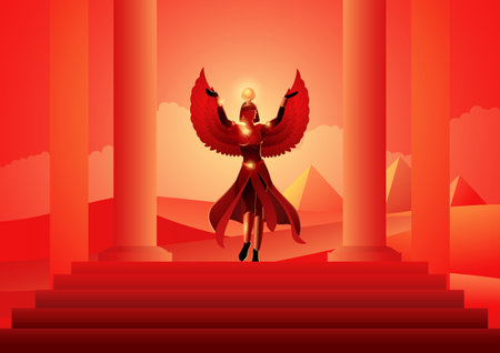 Egyptian god and goddess series, Isis, the ancient Egyptian goddess of fertility and was also known as the goddess of motherhood, magic, death, healing, and rebirthのイラスト素材