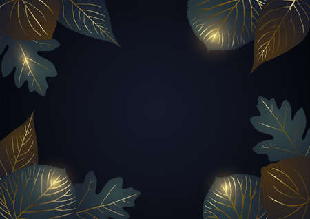 Luxurious abstract leaves with golden lines, modern luxurious vector backgroundのイラスト素材