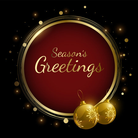 Vector illustration of decorative circle frame for Christmas on black backgroundのイラスト素材