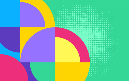 Abstract geometric colorful circles, punchy colors vector backgroundのイラスト素材