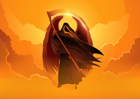 Fantasy art vector illustration of Azrael the angel of death, grim reaperのイラスト素材