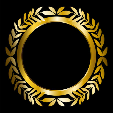 Luxurious gold royal laurel leaves crest template, vector illustrationのイラスト素材