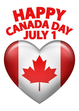Heart shaped Canadian flag, icon or design element for Canada Day, vector illustrationのイラスト素材