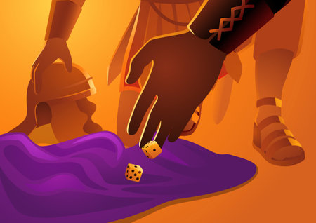 Biblical vector illustration series, Roman soldiers gambling for Christs clothesのイラスト素材