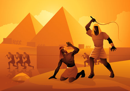 Biblical vector illustration series, Jews in slavery in ancient Egyptのイラスト素材