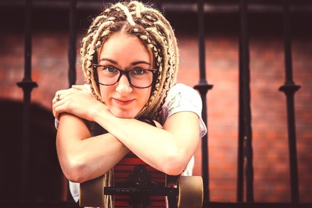 Young girl with dreadlocksの写真素材