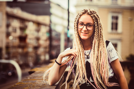 Young girl with dreadlocksの写真素材