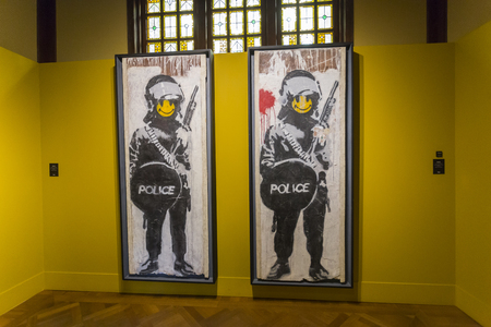 Amsterdam Nederland 23 July 2017: Moco Museum - Banksy Amsterdam Exhibitionのeditorial素材