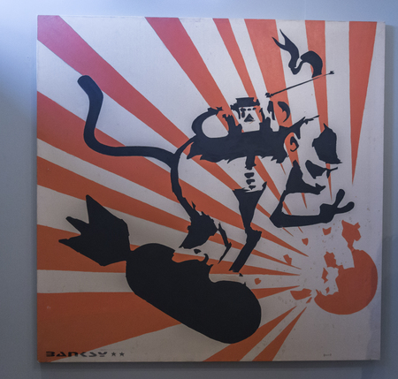 Amsterdam Nederland 23 July 2017: Moco Museum - Banksy Amsterdam Exhibitionのeditorial素材
