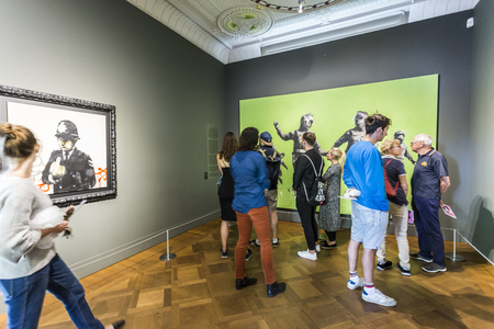 Amsterdam Nederland 23 July 2017: Moco Museum - Banksy Amsterdam Exhibitionのeditorial素材