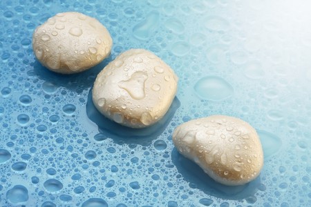 stones on the blue background の写真素材