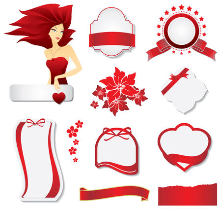 collection of red design elementsのイラスト素材