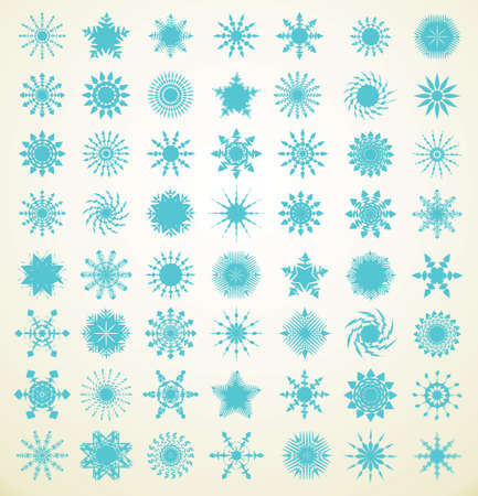 collection of 56 various snowflakesのイラスト素材
