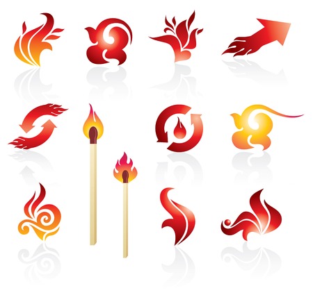 set of fire design elements のイラスト素材