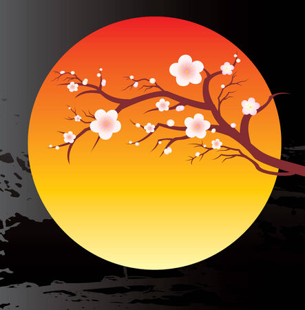 cherry twigs in bloom のイラスト素材