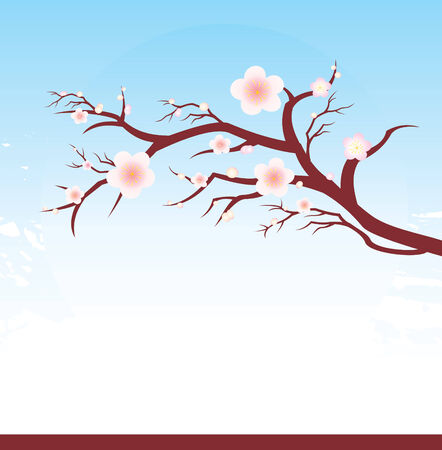 cherry twigs in bloom のイラスト素材