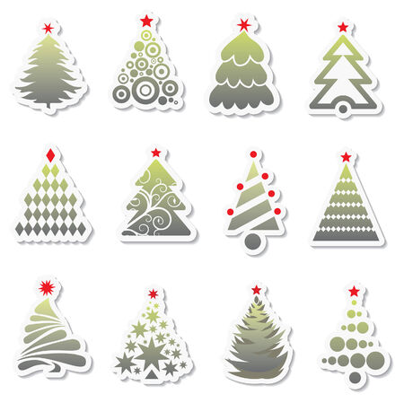 collection of New Year treeのイラスト素材