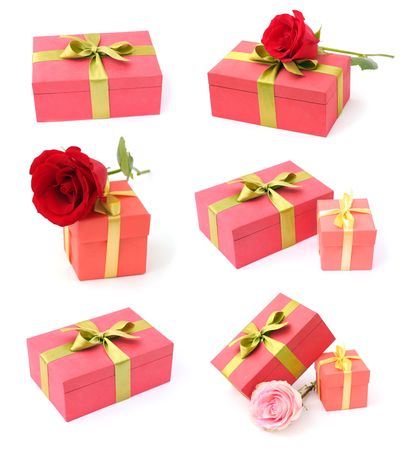 collection of red gift boxes の写真素材