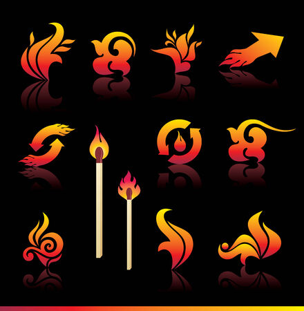 set of fire design elements のイラスト素材