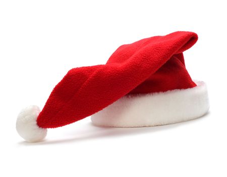 red santa claus hat on white backgroundの写真素材