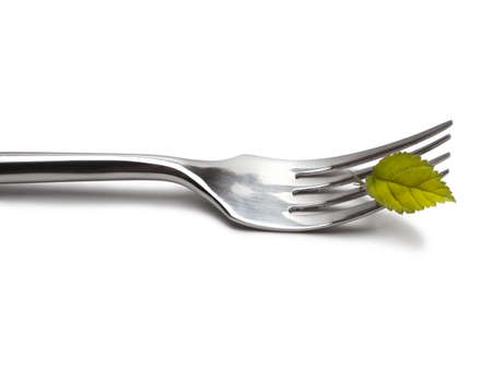fork with leafの写真素材