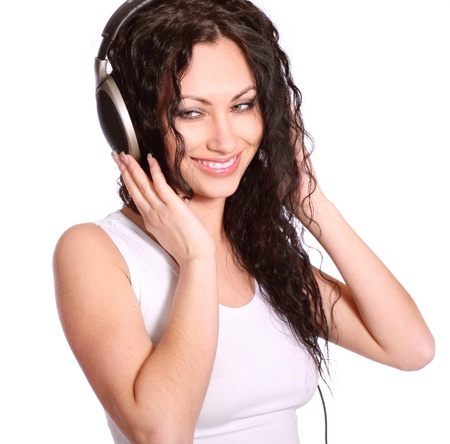 woman with headphones の写真素材