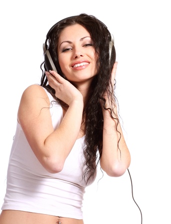 woman with headphones の写真素材