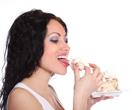 Woman with cake の写真素材