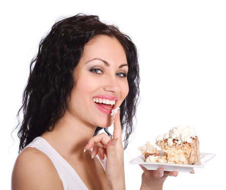 Woman with cake の写真素材