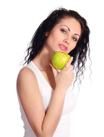 woman with appleの写真素材